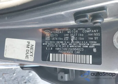 2016 Hyundai Accent Se из США, поврежденный, VIN KMHCT4AE2GU984823